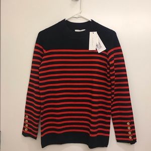 Sandro Red Navy Smila Sweater New with Tag NWT